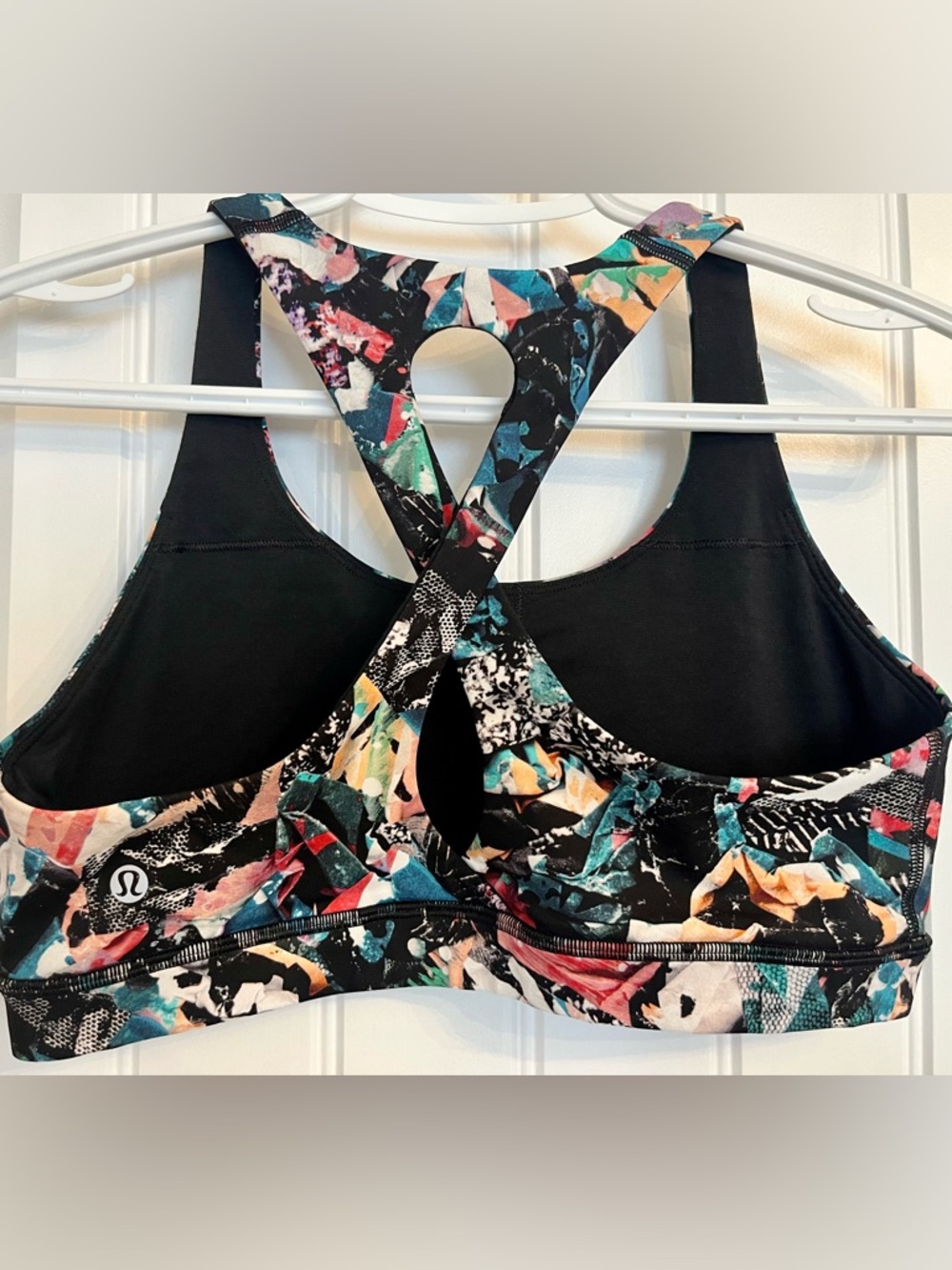 lululemon athletica Black Multicolor Pattern Racerback Sports Bra